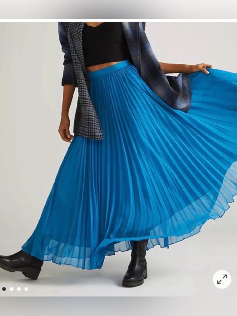 Pankaj and Nidhi Turquoise Blue Pleated Maxi Skirt Size M Boho Maximalist